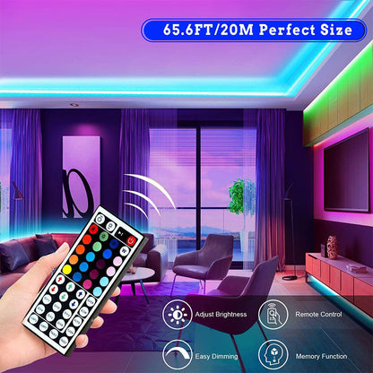 LED RGB Strip Kit - 20m, 44-Key Remote, Easy Installation